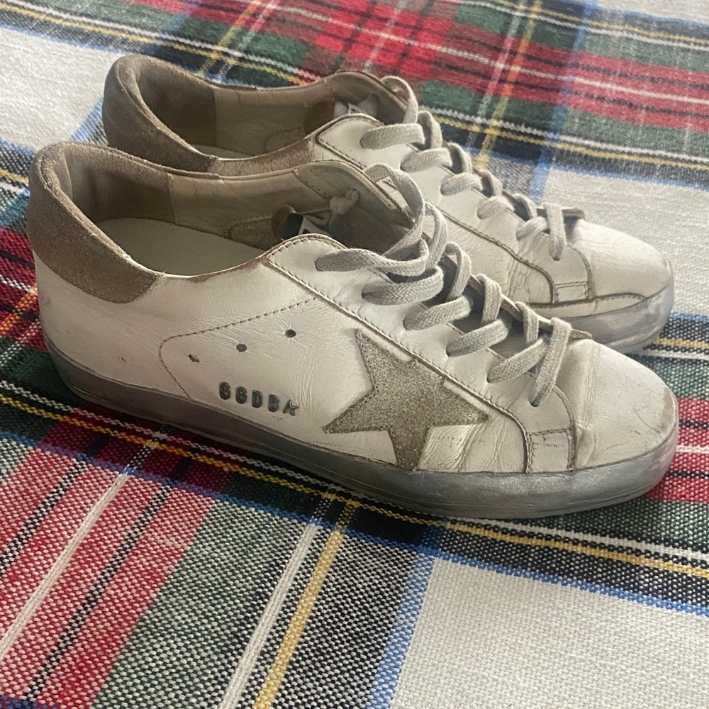 Golden Goose GGDB Leather Sneakers with Gray Star Accent
